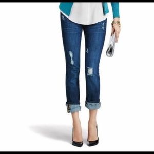 CAbi Slim Boyfriend Distressed jean size 0